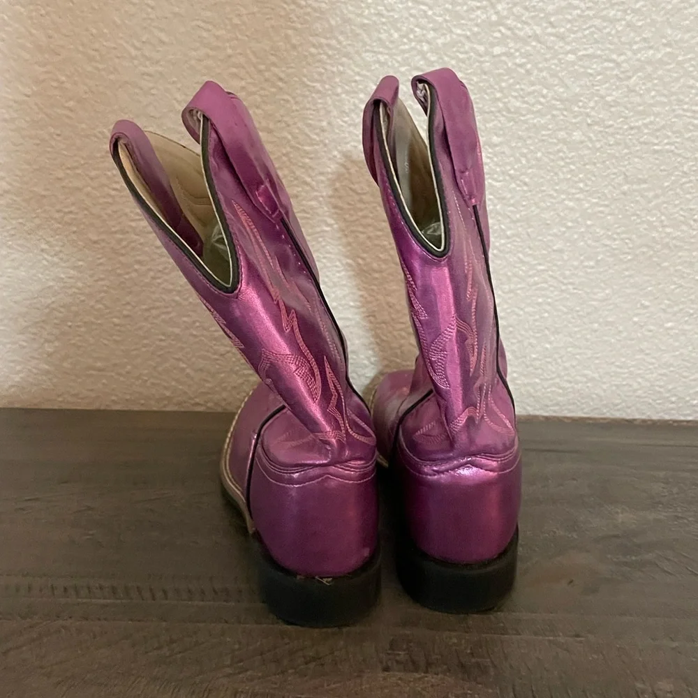 Old West Shiny Purple Heeled Boots